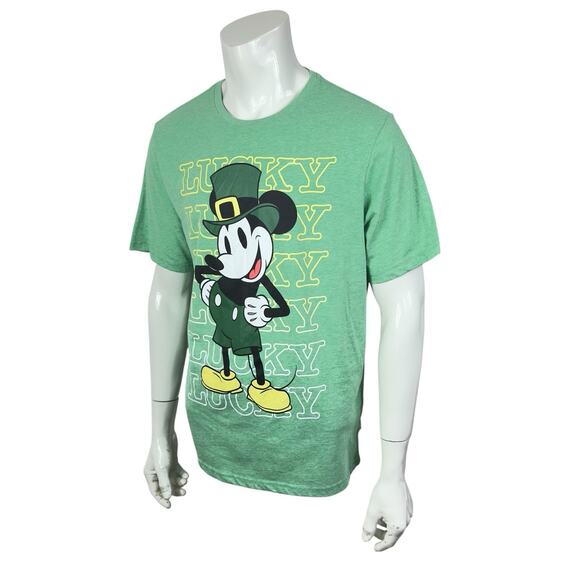 St. Patrick's Day Mickey Mouse Lucky Green Graphic T-Shirt - Mens XL - Picture 2 of 14